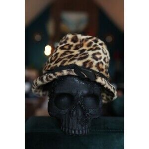 Vintage Jonquil Faux Fur Leopard Bucket Style Hat Clueless Cher Rockabilly